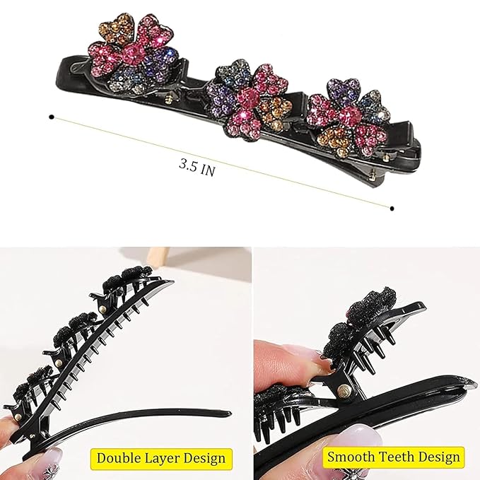4Pcs Sparkling Crystal Stone Braided Hair Clips Women Hair Accessories for Styling Sectioning,Braided Hair Clips for Women for Quick Change of Look Styling