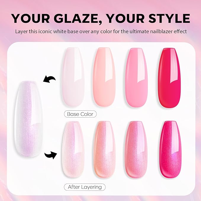 modelones Nail Polish Set, 6 Colors Quick Dry Nude Hot Pink Chrome Nail Polish Light Pink Shimmer Pearl Spring Summer Fingernail Polish DIY Nail Art Salon Home Easter Gifts for Women Girl