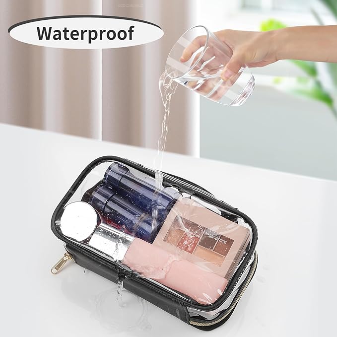 OCHEAL Clear Makeup Bag, TSA Approved Toiletry Bag Small Portable Travel Transparent Cosmetic Bag Organizer Cute Storage Bags with zipper for Women and Girls Cosmetics Toiletries Clear Pouch