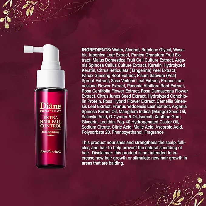 Moist Diane Extra Hair Fall Control Essence with Pump from Japan, Japanese Haircare for Damaged & Dry Hair, Natural Protein Keratin Spray for Revitalizing Scalp, 1.69 Fl Oz
