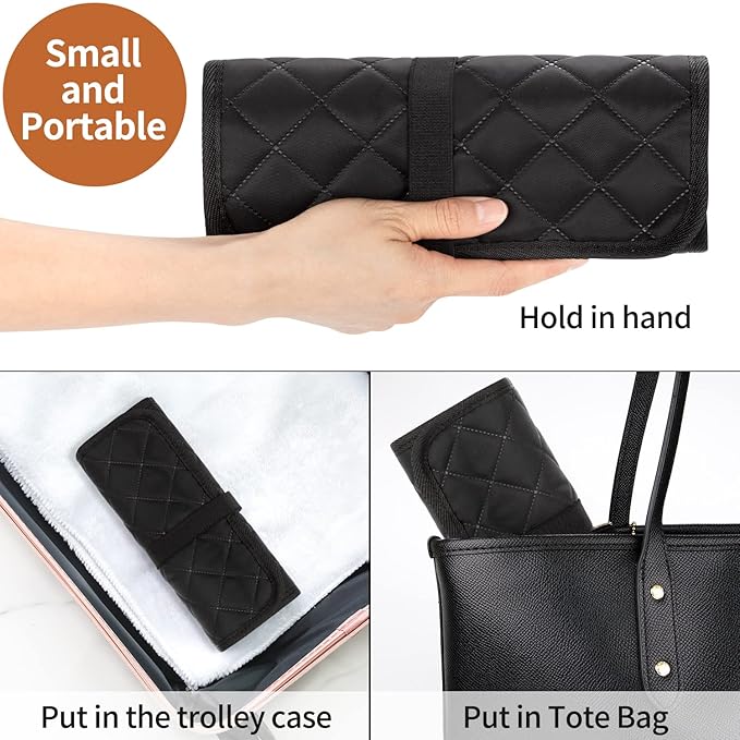 OCHEAL Makeup Brush Holder,Makeup Brush Organizer,Travel Makeup Brushes Bag Cosmetic Bags Pouch for Women Brushes Case Makeup Artist -Black Rhombus