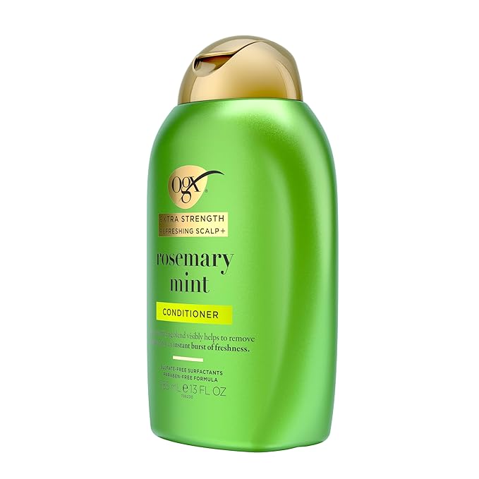OGX Extra Strength Refreshing Scalp + Rosemary Mint Conditioner, Nourishing Hair Conditioner Infused with Rosemary Mint for Shiny, Healthy-Looking Hair, Sulfate-Free Surfactants, 13 fl. Oz