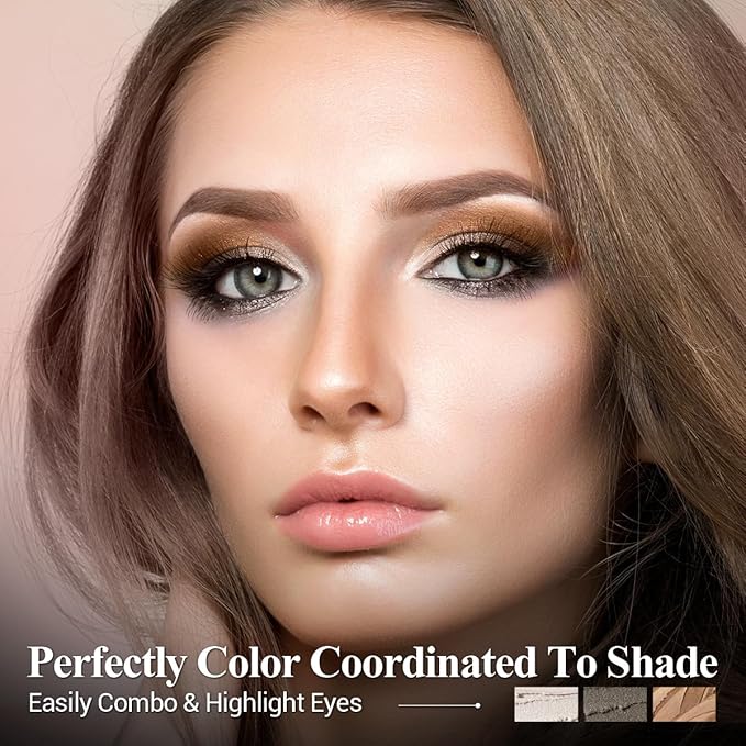 Neutral Eyeshadow Stick Makeup Set, Metallic Shimmer Matte Cream Eye Shadow Eyeliner Brightener Pencil Crayon - BROWN LATTE