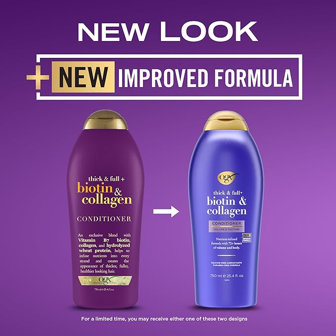 OGX Thick & Full + Biotin & Collagen Conditioner, Salon Size, 25.4 Fl Oz (Pack of 2)