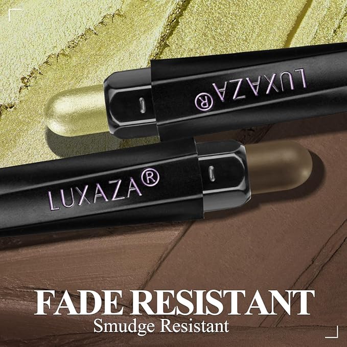 Neutral Eyeshadow Stick Makeup Set, Green Metallic Shimmer Matte Cream Eye Shadow Eyeliner Brightener Pencil Crayon - FIREFLIES LIGHT