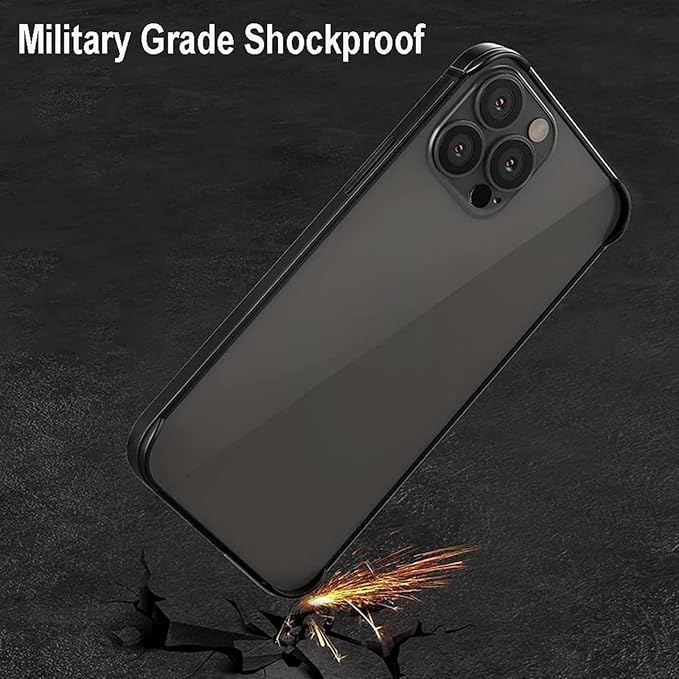 for iPhone 16 Pro Max Bumper Case Metal, Aluminum Alloy + TPU Bumper Frame Slim Fit No Back Design Excellent Heat Dissipation Compatible with MagSafe 4 Corner Raised Shockproof (Black)