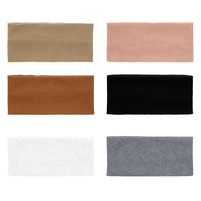 GoldenFleece 6 Pack Wide Headbands for Women Thick Elastic for Women's Hair Boho Head Bands for Thick Thin Dry Nurse Workout Sport Yoga Hair Styling Accessories