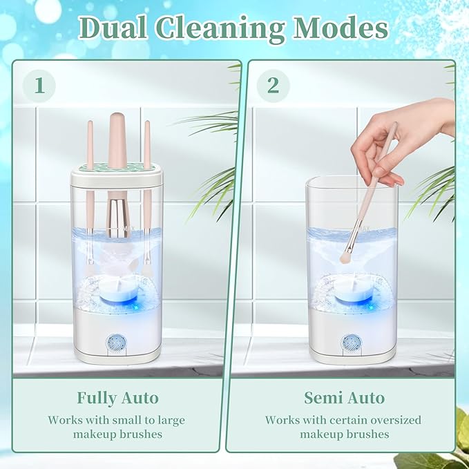 Electric Makeup Brush Cleaner Machine, Ultimate Efficient Automatic Cleaner for All Types of Makeup Brushes- Transparent