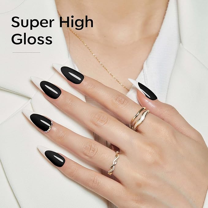 modelones Gel Nail Polish Set, 2 Pcs 15 ML Black and White Gel Polish White Black Nail Polish Soak Off LED Pastel Summer Polish Nails Art Manicure Home DIY Gift For Women Girl