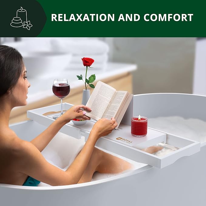 ROYAL CRAFT WOOD Premium Bathtub Tray - Expandable Bath Tray for Tub - Luxury Bathtub & Bathroom Accessories