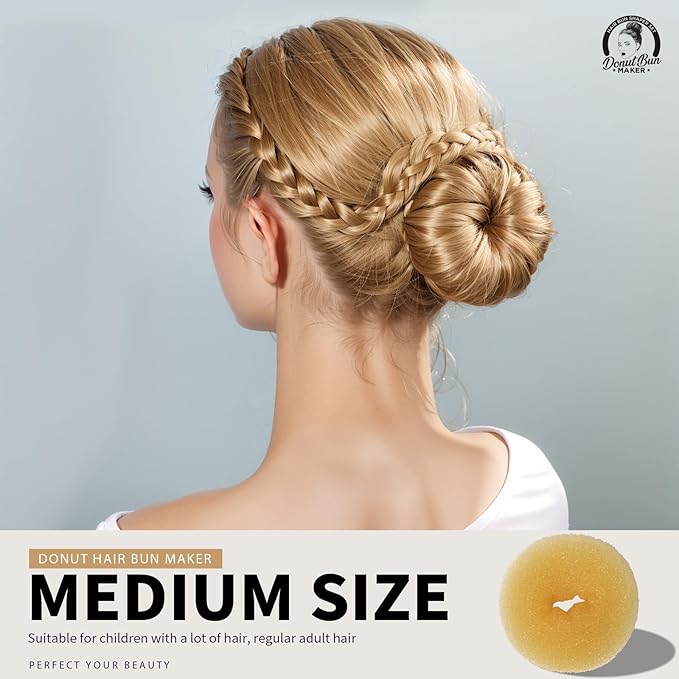 Teenitor 4pcs Hair Bun Shaper Set with Extra-large, Large, Medium, Small Donut Hair Bun Maker, 20pcs Large Bobby Pins, Gold