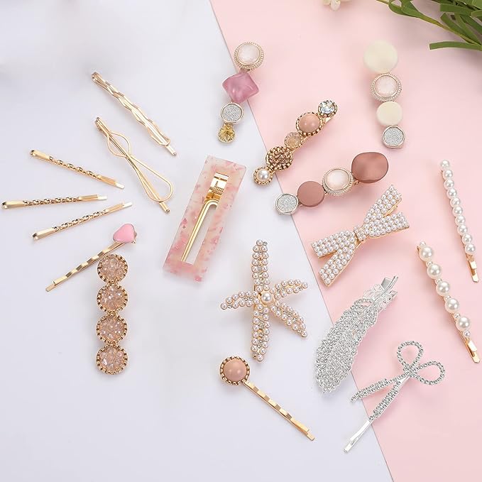 20 Pieces Pearl Hair Clips Set, Hair Barrettes Acrylic Resin Sweet Decorative Bobby Pins Hairpin Headwear Hair Accessories Headwear for Women and GirlsâŚ