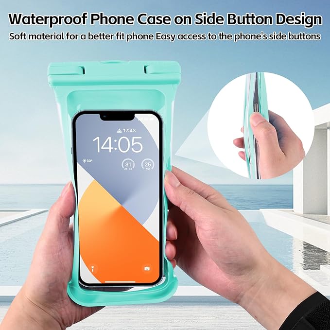 2 PCS Waterproof Phone Pouch,3D Underwater Case for iPhone 15 14 13 12 Pro Max Plus,Galaxy S24 S23 Pixel Up to 8",Dry Bag Beach Cruise Essentials,Green& Green