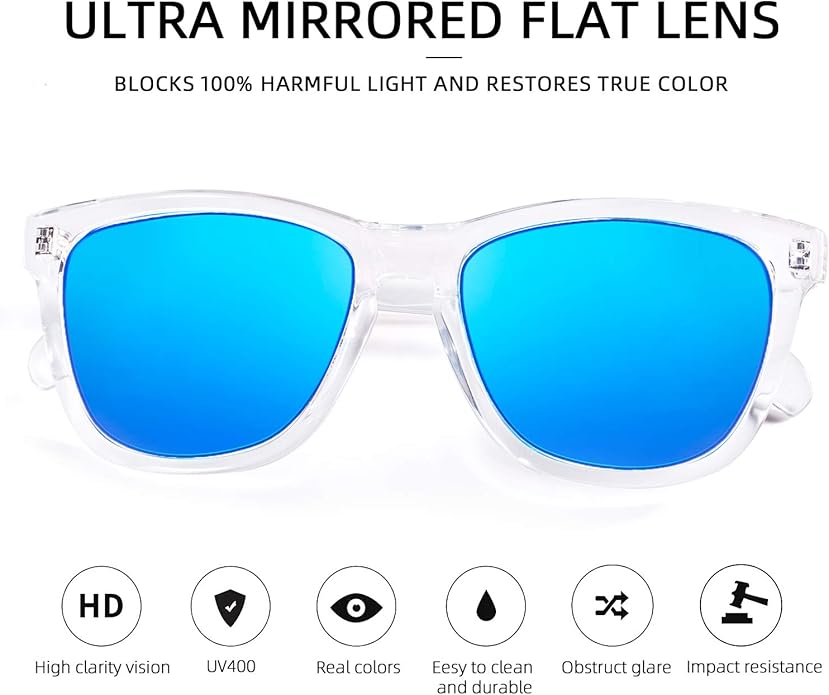 COLOSSEIN Sunglasses Womens,Classic Square Frame UV400 Mirrored Lens,Sunglasses Fit For Beach,Vacation,Driving