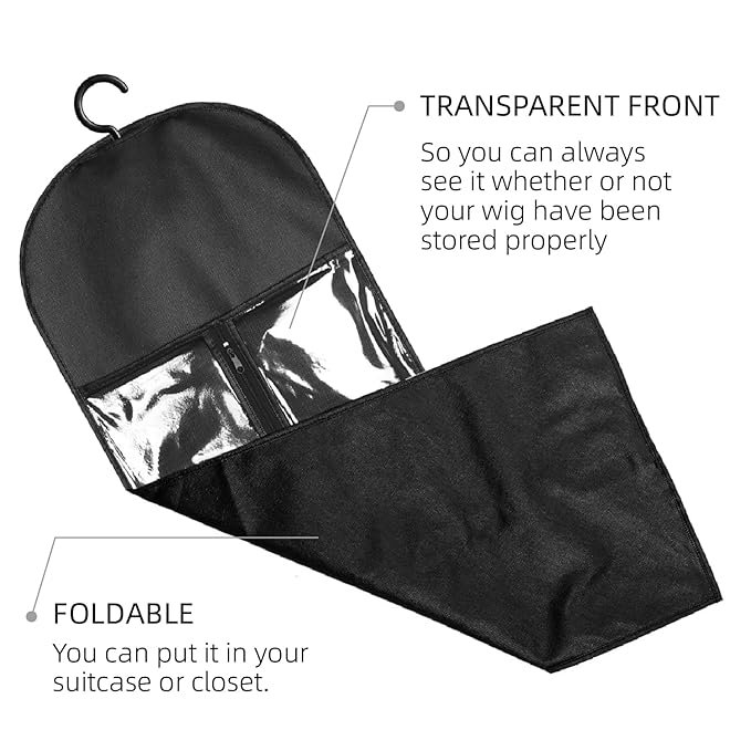 2PCS Hair Extension Holder Wig Stand & Organizer - Hanger & Bag for Multiple Wigs (Black)