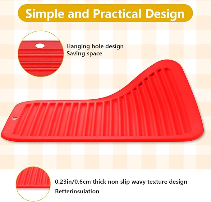 Large Silicone Heat Resistant Mat, 12"x 9" Professional Heat Mat for Curling Iron, Hair Strainghtener and Styling Tool Appliances, Flat Iron Mat, Travel Silicone Mat for Hair Dryer Salon Tools, Red