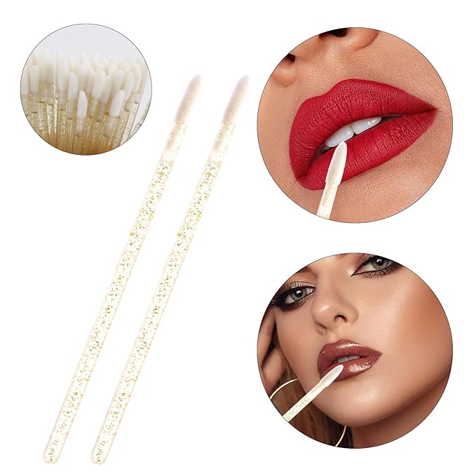300 PCS Eyelash Extension Supplies Kit, Disposable Micro Swab,Crystal Eyebrow Spoolie Lash Brush, Lip Gloss Brush, Mascara Wand Applicator(colorful+gold)
