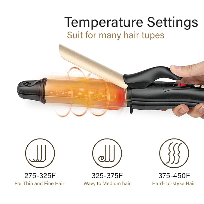 2 Hair Straightener and Curler Flat Iron Curling Wand, 1.25 Inch 2 in 1 Iron, Ceramic Tourmaline Styling Tools 275℉-425℉ Temp Adjustable, Dual Voltage Travel Girl Gift