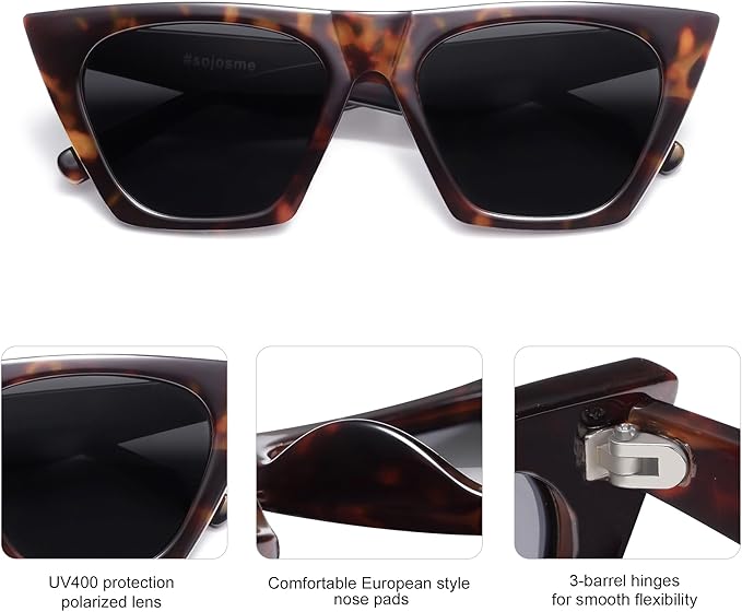 SOJOS Trendy Oversized Square Cateye Polarized Sunglasses Womens Big Frame Shades SJ2115