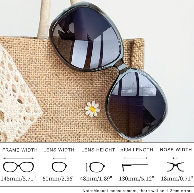 Joopin Big Womens Sunglasses Polarized Trendy Sun Glasses Large Rectangle UV Protection Rhinestone Sunnies