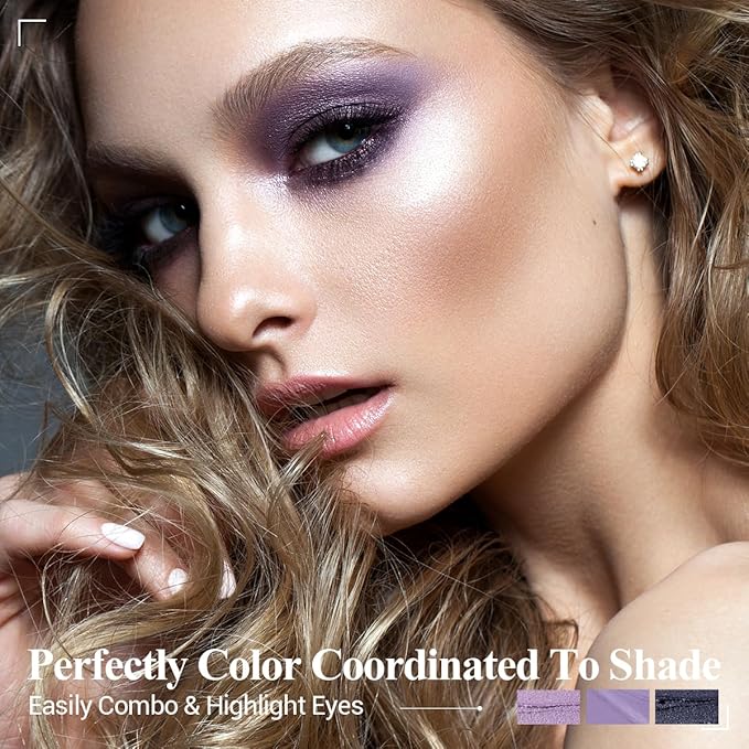 Neutral Eyeshadow Stick Makeup Set, Purple Metallic Shimmer Matte Cream Eye Shadow Eyeliner Brightener Pencil Crayon - LAVENDER