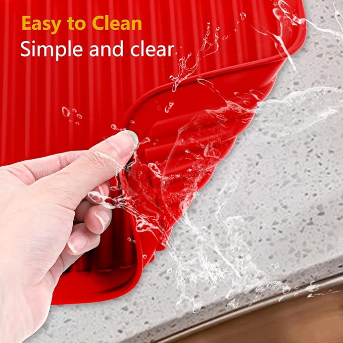 Large Silicone Heat Resistant Mat, 12"x 9" Professional Heat Mat for Curling Iron, Hair Strainghtener and Styling Tool Appliances, Flat Iron Mat, Travel Silicone Mat for Hair Dryer Salon Tools, Red