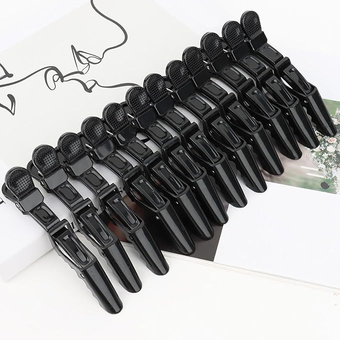 12Pcs Black Hair Clips for Styling Sectioning, Alligator Hair Clips Salon Hair Clips Professional Alligator Clips for Hair, Hair Styling Clips Hair Accessories for Women