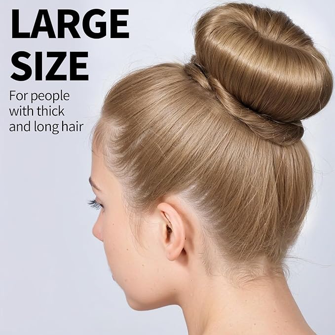 Teenitor Donut Hair Bun Maker Set, Hair Bun Shaper Set with Large, Medium, Small Hair Donuts For Buns, Hair Accessories For Girls, 5 Elastic Bands, Tan Brown