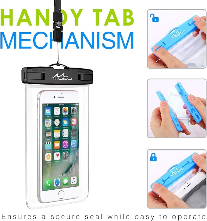 MoKo Waterproof Phone Pouch 3Pack, Underwater Phone Case Dry Bag with Lanyard Compatible with iPhone 16 14 13 12 11 Pro Max X/Xr/Xs Max/SE 3, Galaxy S21/S10/S9, Note 10/9/8