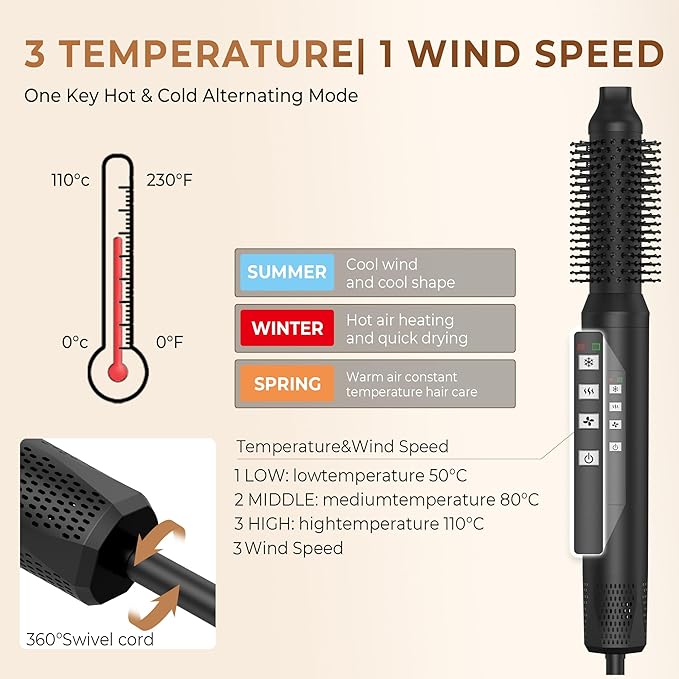 5 in 1 Air Styler, Air Wrap Hair Styler, 1300W Hair Dryer Brush with High-Speed Negative Ionic, Auto-Wrap Curler, Straightening & Hot Air Brush, Blow Dryer Brush for Fast Drying No Heat Damage
