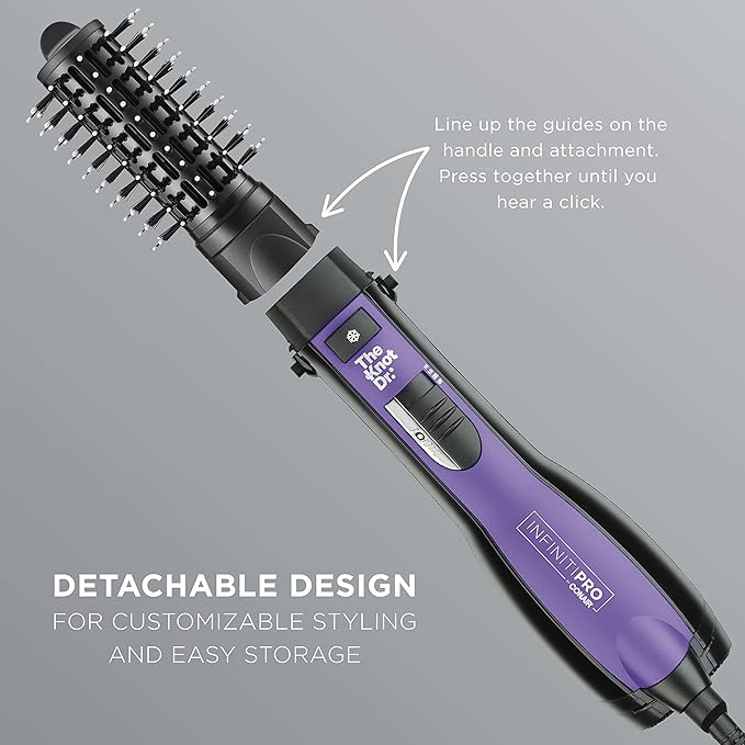 INFINITIPRO BY CONAIR The Knot Dr. Medium Round Brush - Create Defined Waves and Curls for All Hair Types, Compatible with INFINITIPRO Dryer Brushes