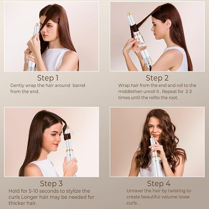 Blow Dryer Brush 5 in 1, Negative Ion Hair Dryer Brush Set Air Styler Curling Wrap Air Curler, Upgrade Hot Air Brush Curling Iron Hair Styling Tools As A Gift for Straight/Curl/Drying/Smoothing