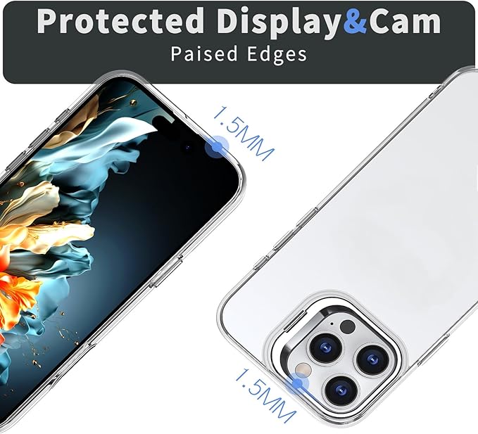 for iPhone 16 Pro Max Bumper Case Backless, Built-in Camera Cover & Kickstand Function Slim Fit No Back TPU Bumper Frame Compatible with MagSafe Shockproof (Clear)