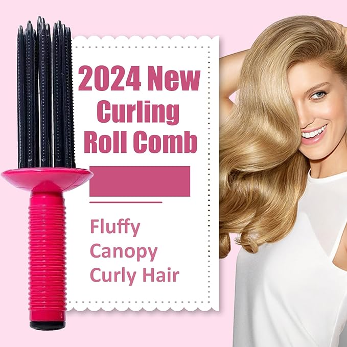 2024 New Curly Hair Styler Tool - Curling Roll Comb with Fluffy Curl Effect, Professional Hair Salon Quality