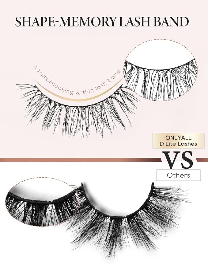 Onlyall Natural Lashes Wispy Lashes Natural Look False Eyelashes Natural Flared Eyelashes False Eye Lashes Soft Fluffy Lashes 7 Pairs T28