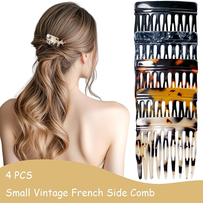 5 PCS French Hair Side Combs for Women Small Hair Combs Strong Hold Clips for Women Bun Decorative French Twist Hair Styling Accessories