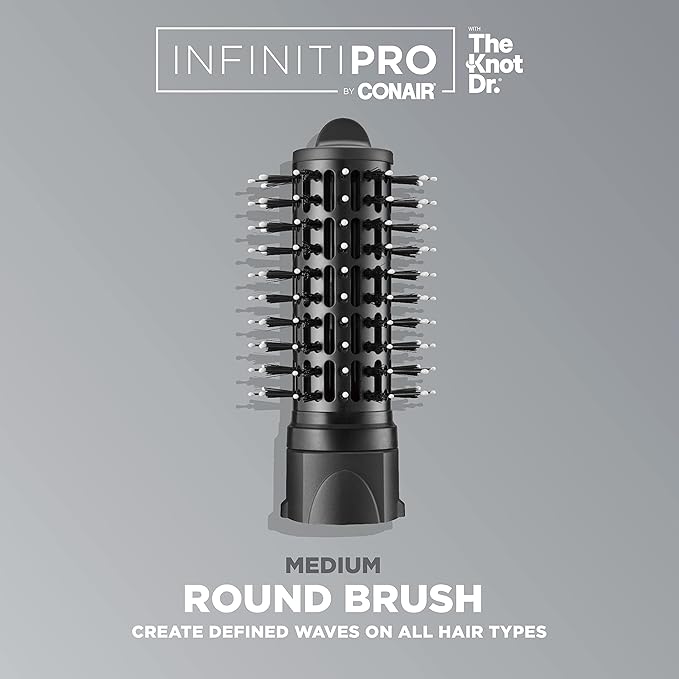 INFINITIPRO BY CONAIR The Knot Dr. Medium Round Brush - Create Defined Waves and Curls for All Hair Types, Compatible with INFINITIPRO Dryer Brushes