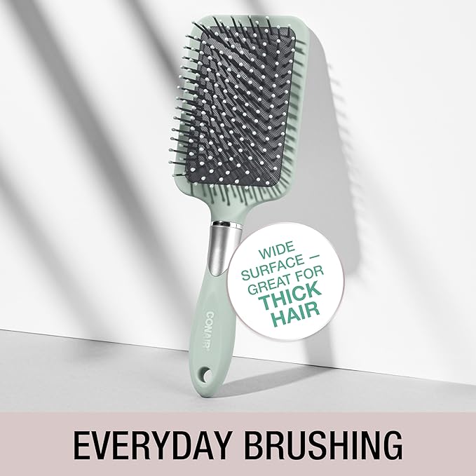 Conair Velvet Touch Paddle Cushion hair brush - Detangling hairbrush - curly or straight styles - men or women - detangler - features soft touch handle - Colors at Random
