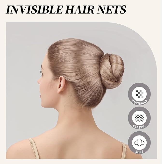 Teenitor Hair Bun Maker Kit and Hair Net, 4 Pcs Medium Hair Donuts For Buns, 10 Pcs Mesh Hair Nets Invisible, 10 Pcs U Shaped Hair Pins for Women, Tan Brown