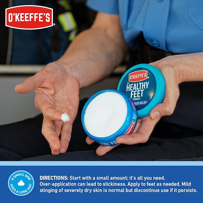 O'Keeffe's for Healthy Feet Foot Cream - 3.2 oz Jar (12 Pack) - Guaranteed Relief for Extremely Cracked, Dry Feet, Repairing Skincare, Instantly Boosts and Retains Moisture Levels