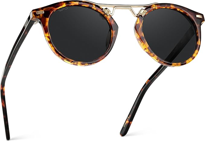 WearMe Pro - Women's Polarized, Round Retro, Double-Bridge Vintage Sunglasses
