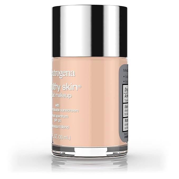 Neutrogena Healthy Skin Liquid Makeup Foundation, Broad Spectrum SPF 20 Sunscreen, Lightweight & Flawless Coverage Foundation with Antioxidant Vitamin E & Feverfew, Medium Beige, 1 fl. oz (Pack of 2)