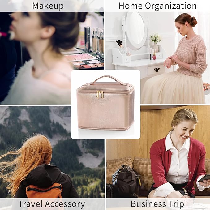 OCHEAL Makeup Bag, Large Travel Makeup Bag Cosmetic Bags for Women Traveling Washable Make Up Bag Organizer Case -Large Rose Gold