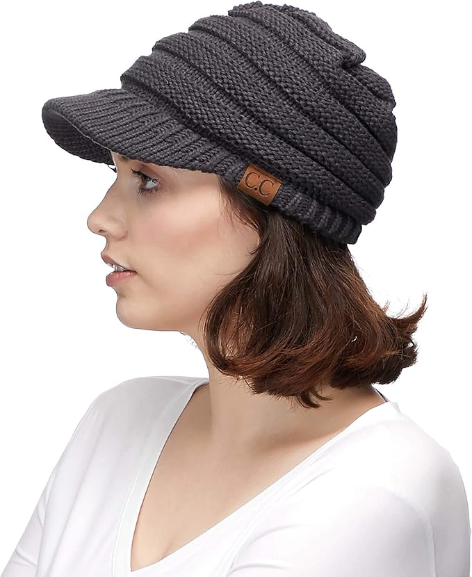 C.C Hatsandscarf Exclusives Women's Ribbed Knit Hat with Brim (YJ-131)(YJ-2023)