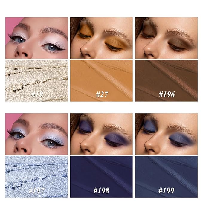 Neutral Eyeshadow Stick Makeup Set, Blue Metallic Shimmer Matte Cream Eye Shadow Eyeliner Brightener Pencil Crayon - JEANS BLUE