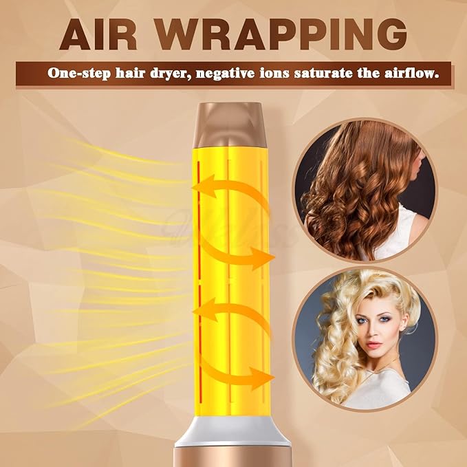 7 in 1 Hair Dryer Brush, Professional Hot Air Styler, 110000 RPM High-Speed Blow Dryer with Negative Ions for Fast Drying Curling Straightening Volumizing Versatile Hair Styling Tool