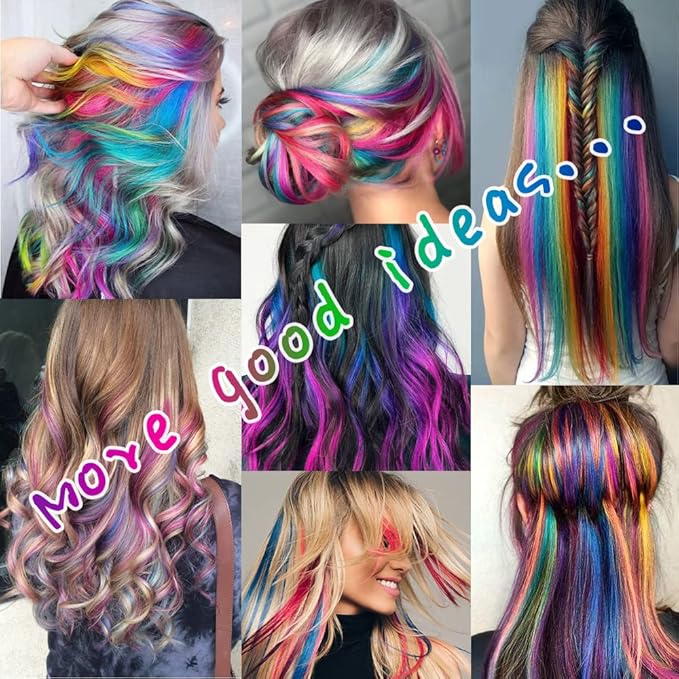 14 PCS Colored Clip In Hair Extensions 20 Inch Colorful Party Highlights Clip In Straight Rainbow Hairpieces, Halloween Cosplay Christmas New Year Gift For Women Kids Girls, Light Green