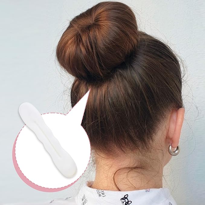 2pcs Sponge Hair Bun Maker, Hair Curler Bun Clip with 2 Sizes, Lazy Bun Updo Styling Accessories for Thin Thick Long Straight Curly Hairstyles- White