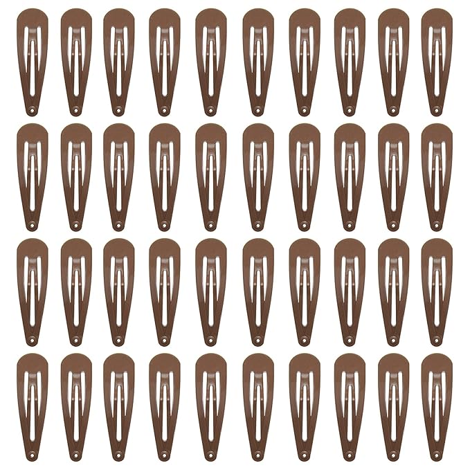 40 Counts Colorful Metal Snap Hair Clips 2 Inch Barrettes for Women Accessories (brown)