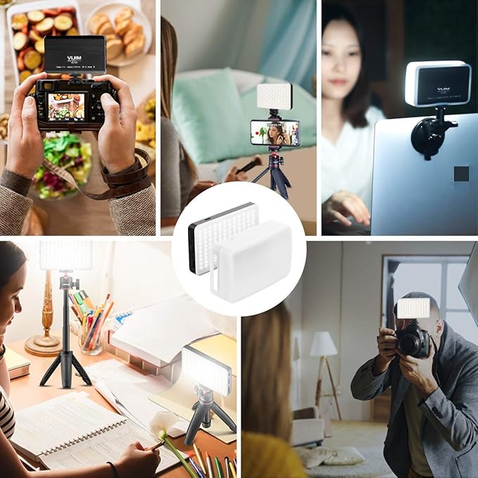VIJIM VL120 LED on Camera Video Light,Mini Bi-Color Portable Photography Lighting w 6 Color Filters, 3100mAh Rechargeable CRI 95+ 3200K-6500K Dimmable LED Panel Light for DSLR Camera